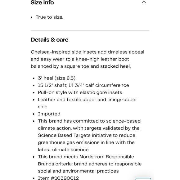 Nordstrom Tyra Black Tall Knee High Boot Sz 8.5 Leather Pull-On Elastic Gore NIB - Picture 14 of 14